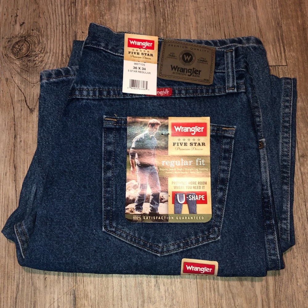 Wrangler 5 Star Regular Fit Men’s Jeans 36 x 34